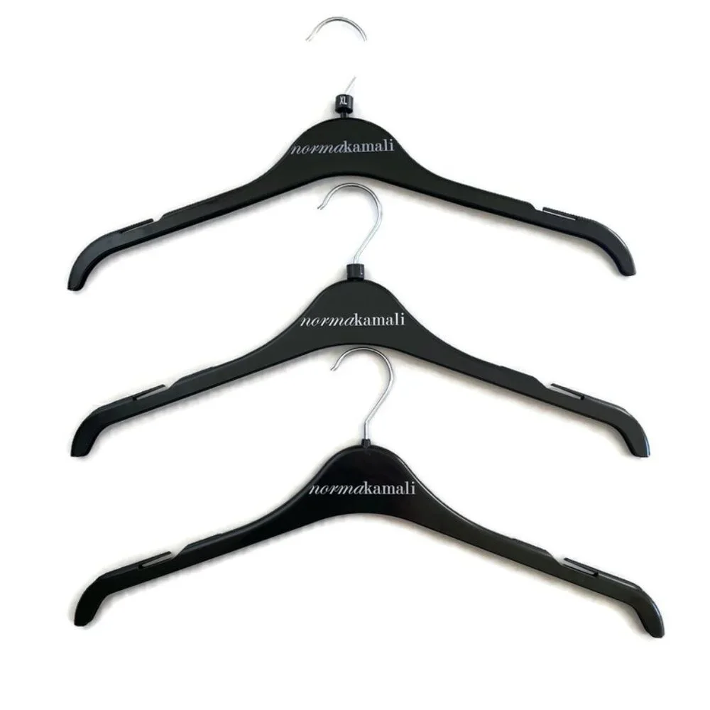 Norma Kamali Black Plastic Clothes Hangers Lot of 3 Boutique Retail Display 16